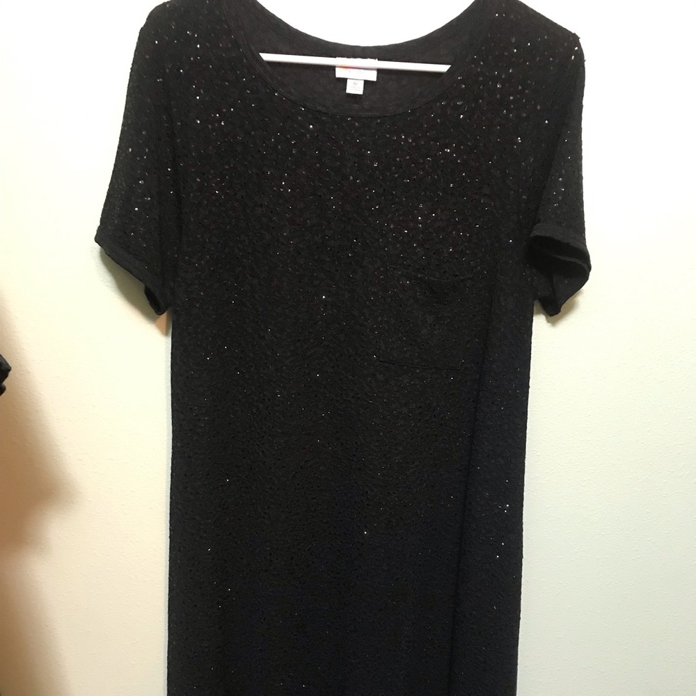 Elegant LulaRoe Carly solid black sequins medium